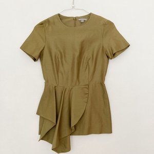 ❤️‍🔥FLASH SALE❤️‍🔥 COS Peplum Blouse Women's Size 4 Green Short Sleeve